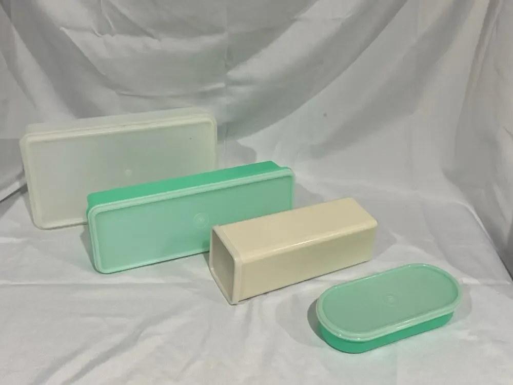 Vintage Tupperware Storage Keeper Divided Tray Rectangular Container Mint White